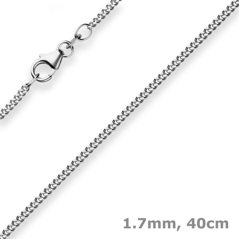 1,7mm Panzerkette Goldkette Collier Halskette aus 750 Gold Weißgold 40cm Weltweiter Versand