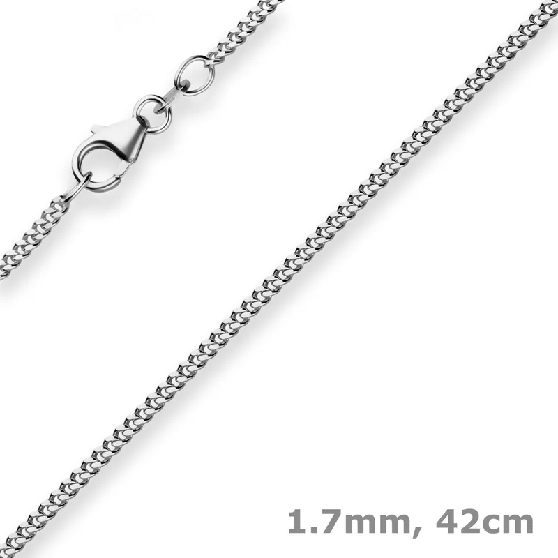 1,7mm Panzerkette Goldkette Collier Halskette aus 750 Gold Weißgold 42cm Zertifiziert