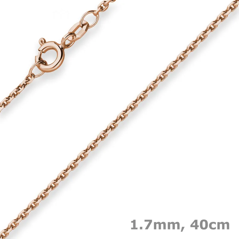 1,7mm Ankerkette diamantiert Kette Collier Halskette aus 585 Gold Rotgold 40cm Sofort Bestellen