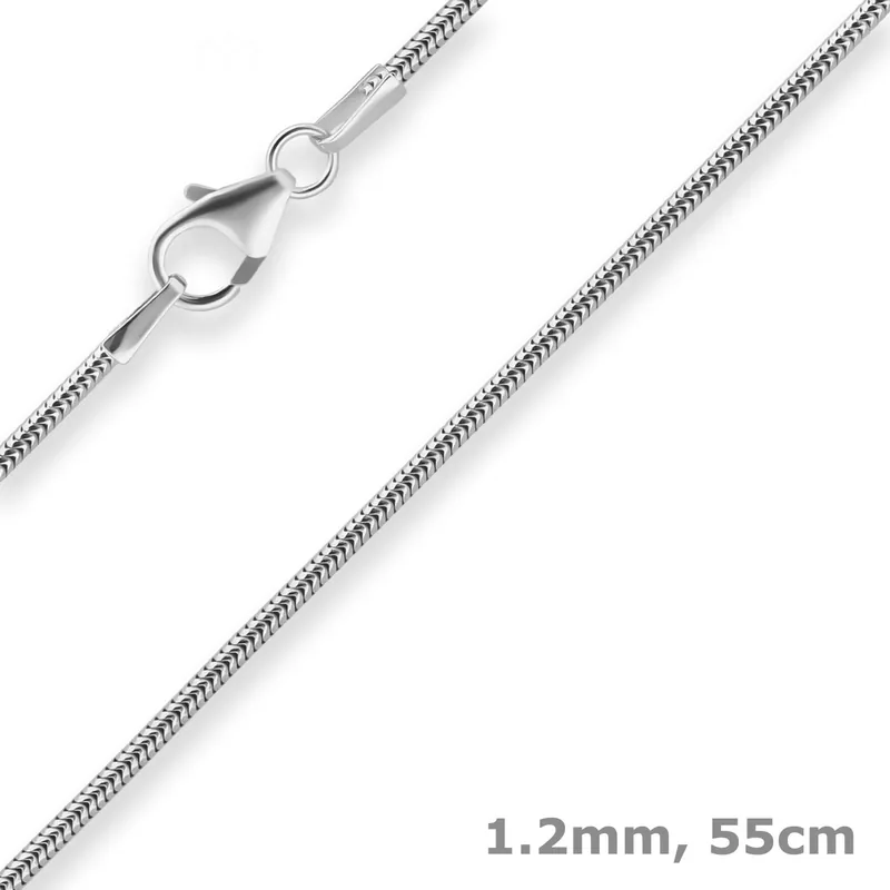 1,2mm Schlangenkette Silberkette Collier Halskette aus 925 Silber 55cm Nur Heute