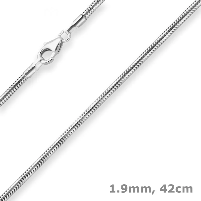 1,9mm Schlangenkette Silberkette Collier Halskette aus 925 Silber 42cm Billig