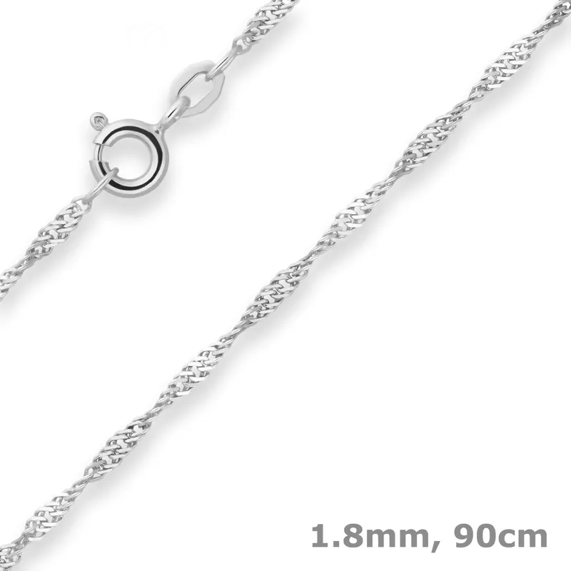 1,8mm Singapurkette Silberkette Collier Halskette aus 925 Silber 90cm Limited Edition