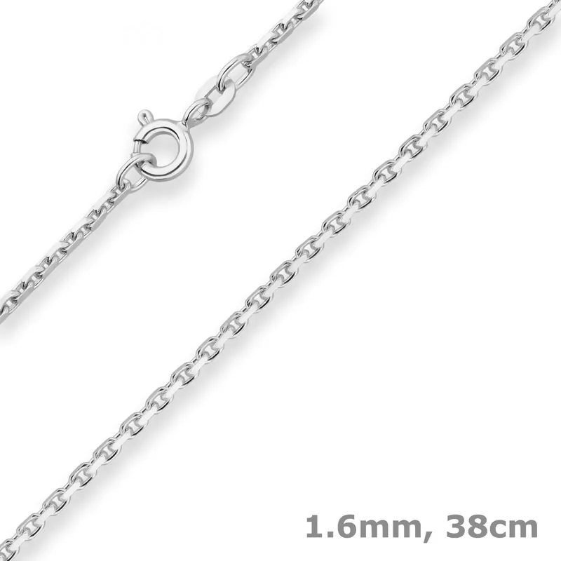 1,6mm Ankerkette diamantiert Silberkette Collier Halskette aus 925 Silber 38cm Beliebt