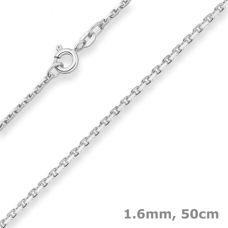 1,6mm Ankerkette diamantiert Silberkette Collier Halskette aus 925 Silber 50cm Schnäppchen