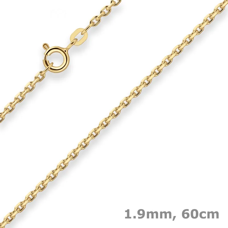 1,9mm Ankerkette diamantiert Kette Collier Halskette aus 333 Gold Gelbgold 60cm Bestpreis
