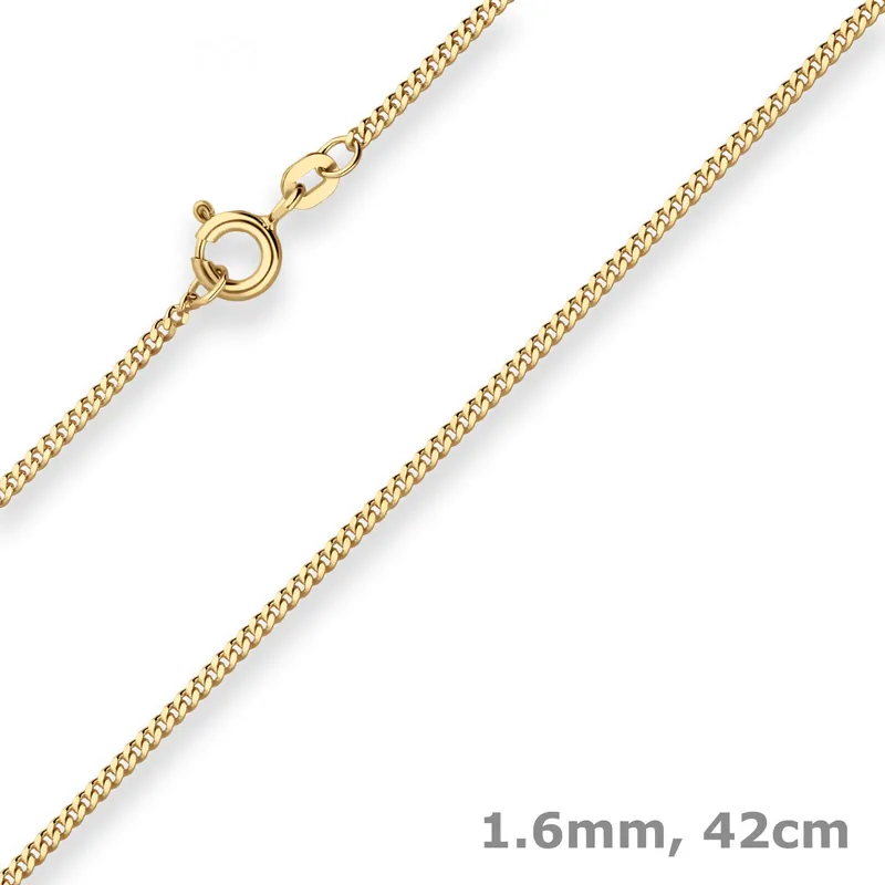 1,6mm Panzerkette Goldkette Collier Halskette aus 333 Gold Gelbgold 42cm Preisknaller