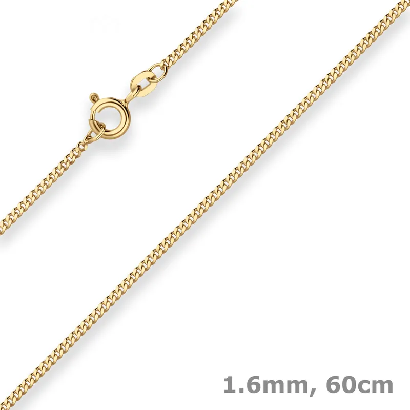 1,6mm Panzerkette Goldkette Collier Halskette aus 333 Gold Gelbgold 60cm Nur Für Kurze Zeit