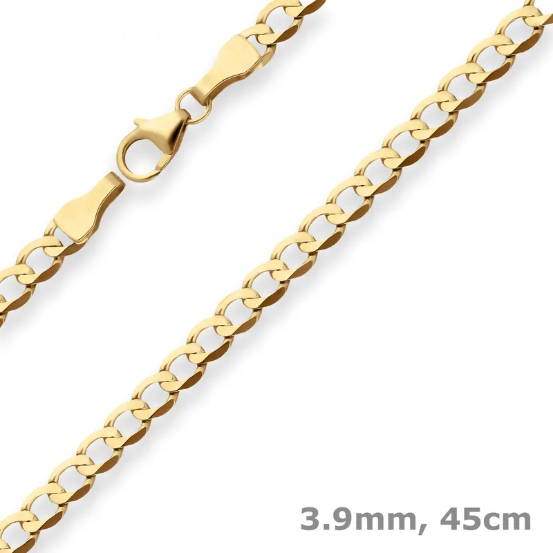 Zertifiziert 3,9mm Panzerkette weit Goldkette Collier Halskette aus 333 Gold Gelbgold 45cm