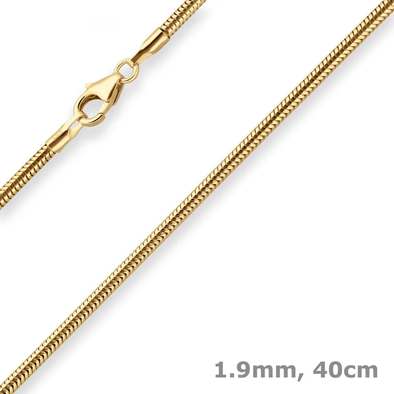 1,9mm Schlangenkette Goldkette Collier Halskette aus 333 Gold Gelbgold 40cm Schnäppchen