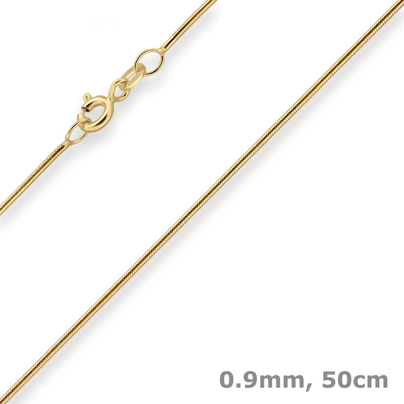 0,9mm Schlangenkette Goldkette Collier Halskette aus 375 Gold Gelbgold 50cm Sichere Zahlung