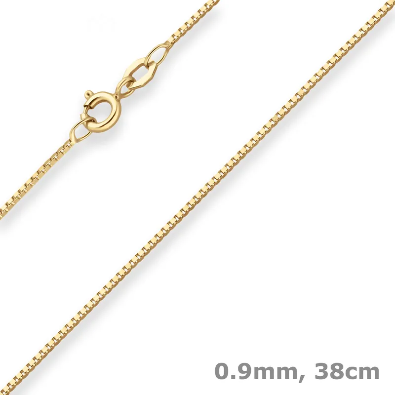 0,9mm Veneziakette Goldkette Collier Halskette aus 375 Gold Gelbgold 38cm Rabatt