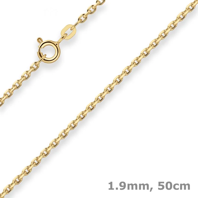 1,9mm Ankerkette diamantiert Kette Collier Halskette aus 585 Gold Gelbgold 50cm Sonderangebot