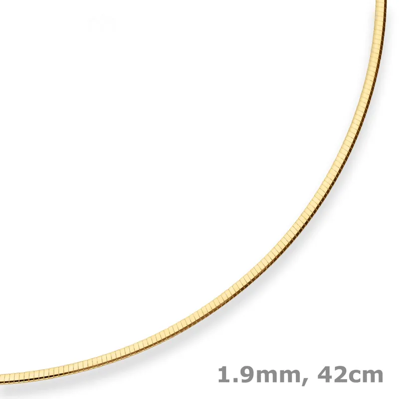 1,9mm Tondakette oval Collier Omegareif Halskette aus 585 Gold Gelbgold 42cm Günstig