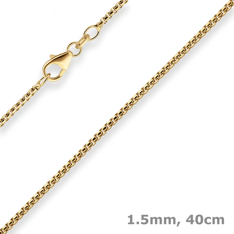 1,5mm Veneziakette rund Goldkette Collier Halskette aus 585 Gold Gelbgold 40cm Geld-Zurück-Garantie