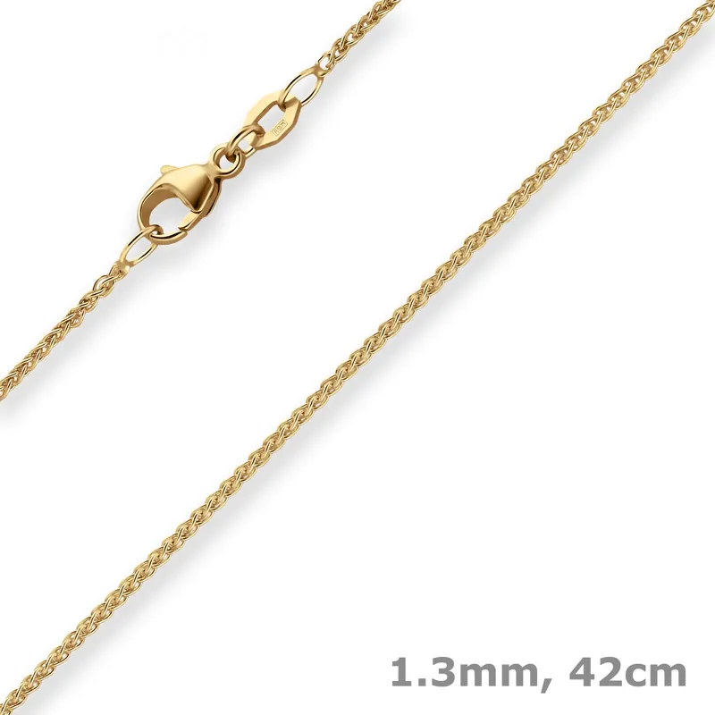 1,3mm Zopfkette Goldkette Collier Halskette aus 750 Gold Gelbgold 42cm Markenprodukt