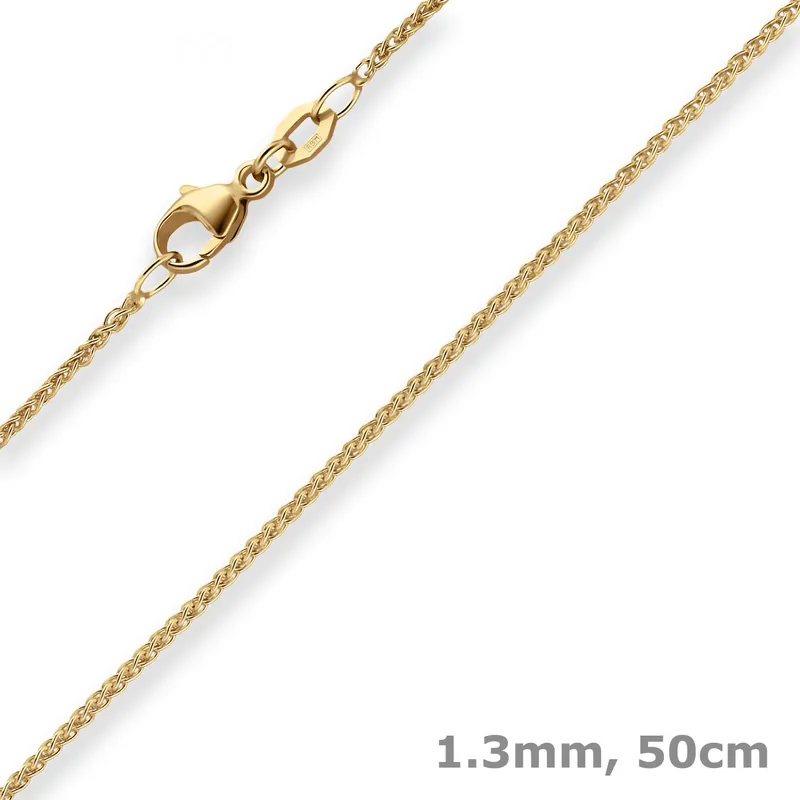 1,3mm Zopfkette Goldkette Collier Halskette aus 750 Gold Gelbgold 50cm Bestpreis