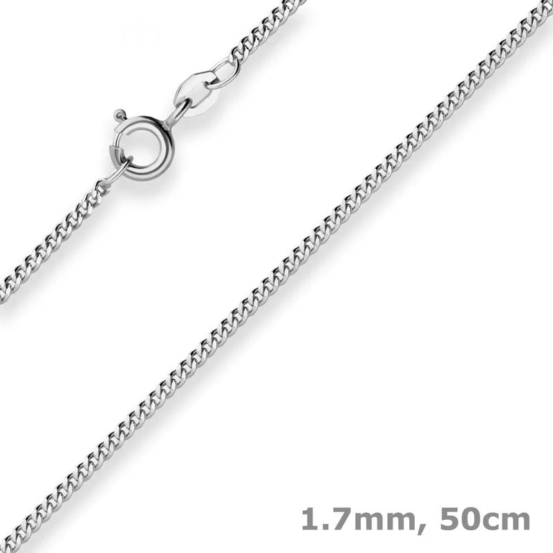 1,7mm Panzerkette Goldkette Collier Halskette aus 375 Gold Weißgold 50cm Kostenloser Versand