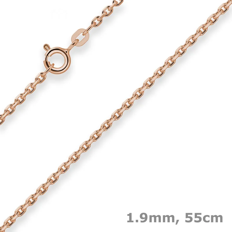 1,9mm Ankerkette diamantiert Kette Collier Halskette aus 585 Gold Rotgold 55cm Expressversand