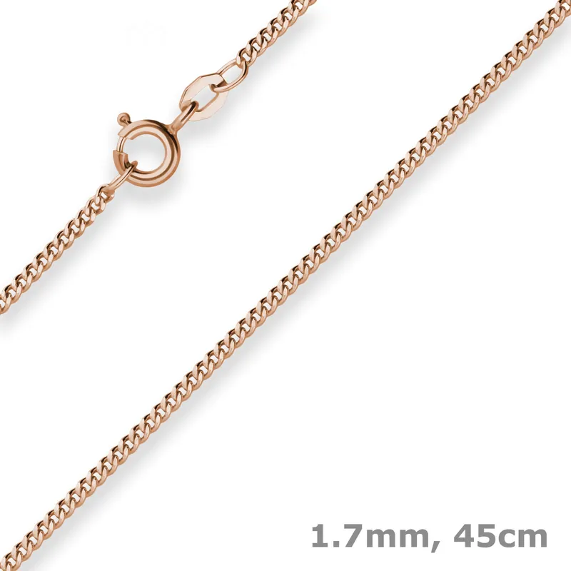 1,7mm Panzerkette Goldkette Collier Halskette aus 585 Gold Rotgold 45cm Echt