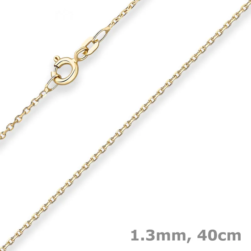 1,3mm Ankerkette diamantiert Kette Collier Halskette aus 585 Gold Gelbgold 40cm Exklusiv