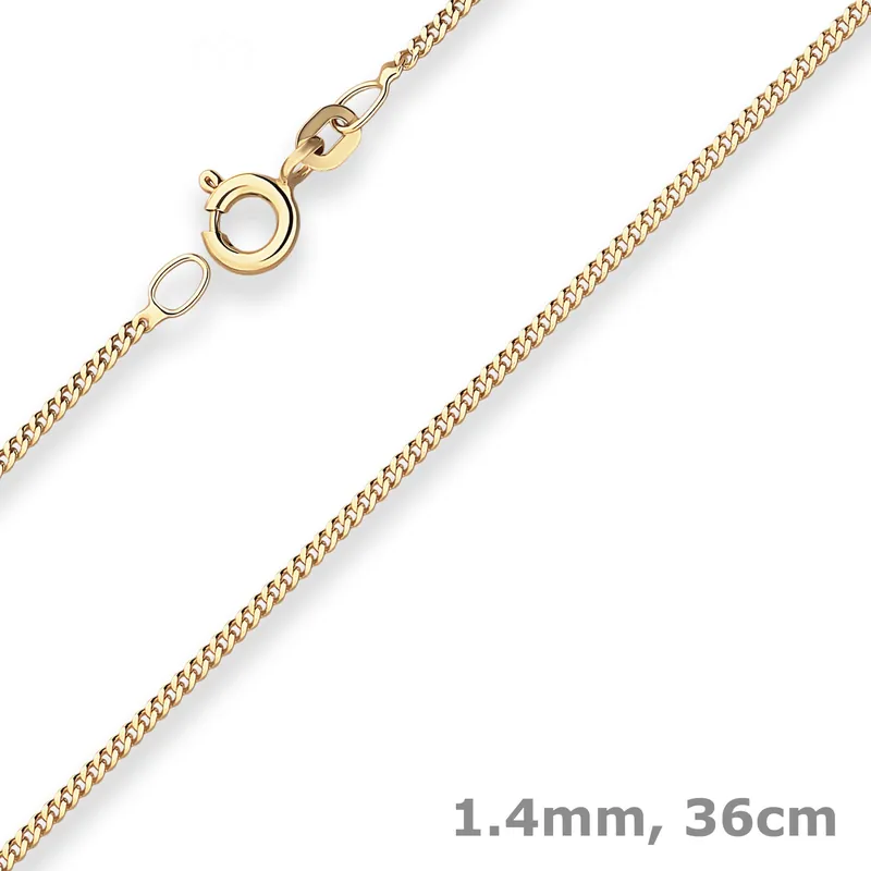 1,4mm Panzerkette Goldkette Collier Halskette aus 333 Gold Gelbgold 36cm Echt