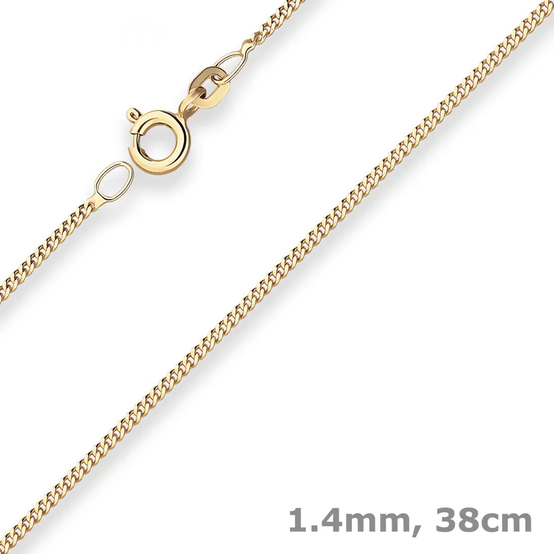 1,4mm Panzerkette Goldkette Collier Halskette aus 333 Gold Gelbgold 38cm Hochwertig