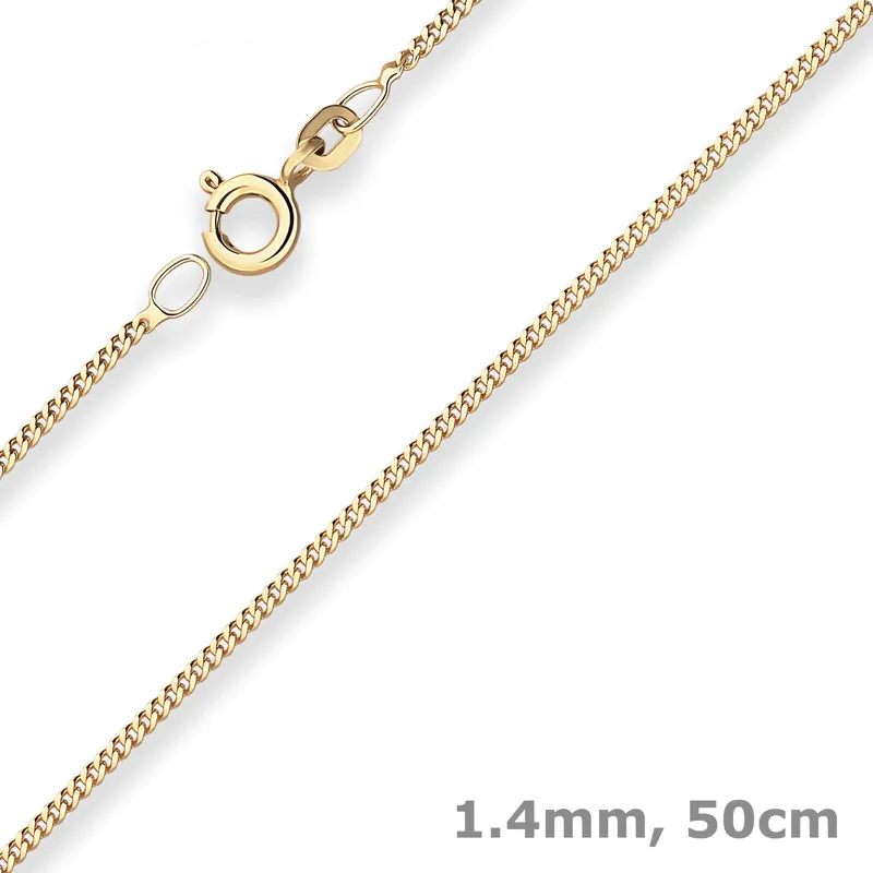 1,4mm Panzerkette Goldkette Collier Halskette aus 333 Gold Gelbgold 50cm Hochwertig