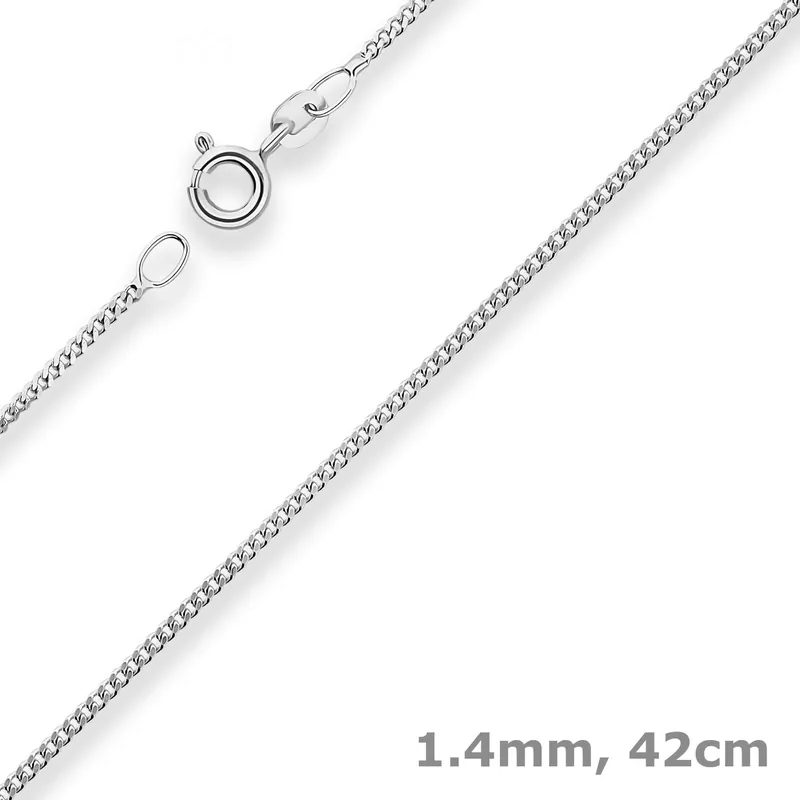1,4mm Panzerkette Collier Halskette aus 585 Gold Weißgold 42cm mit Zwischenöse Top-Seller