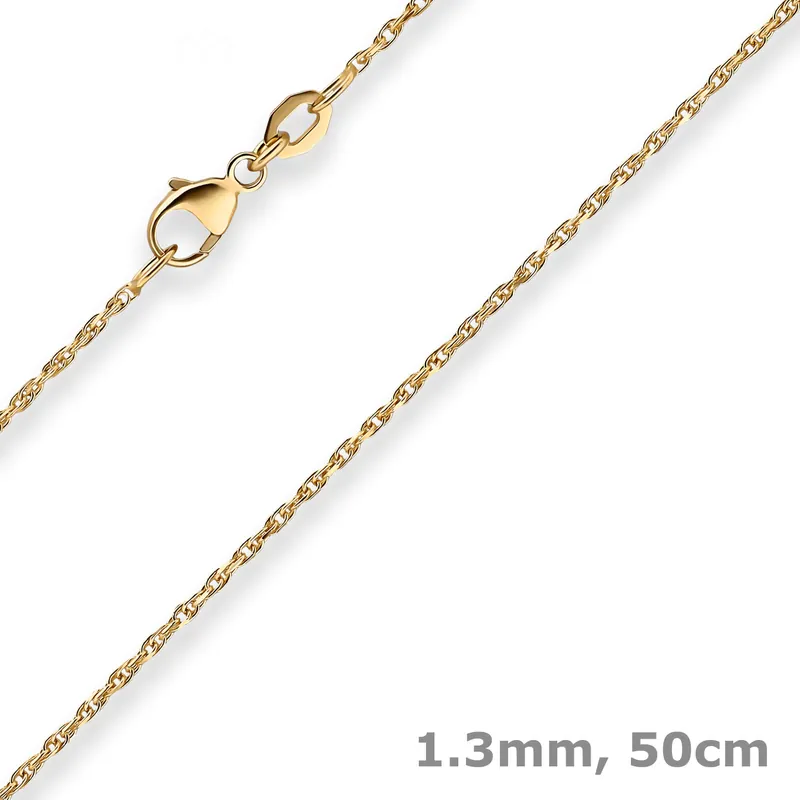 1,3mm Doppelankerkette Goldkette Collier Halskette aus 750 Gold Gelbgold 50cm Original