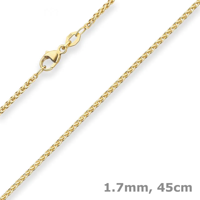 1,7mm Zopfkette Goldkette Collier Halskette aus 375 Gold Gelbgold 45cm Must-Have