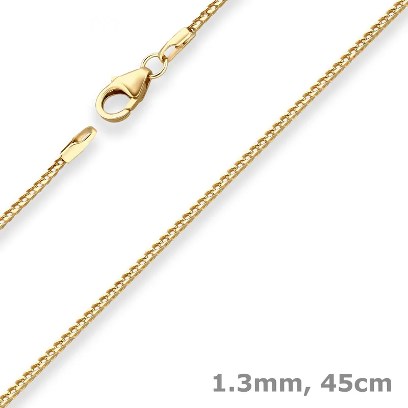 1,3mm Bingokette Goldkette Collier Halskette aus 333 Gold Gelbgold 45cm Neu