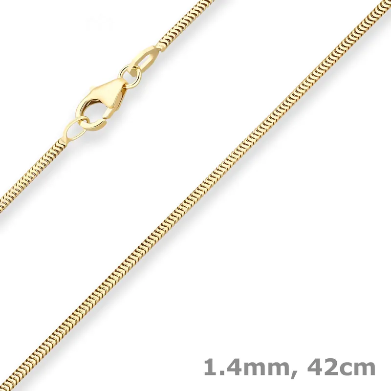 1,4mm Schlangenkette Goldkette Collier Halskette aus 375 Gold Gelbgold 42cm Jetzt Zugreifen