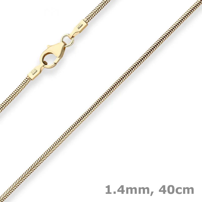 1,4mm Schlangenkette Goldkette Collier Halskette aus 585 Gold Gelbgold 40cm Preisreduziert