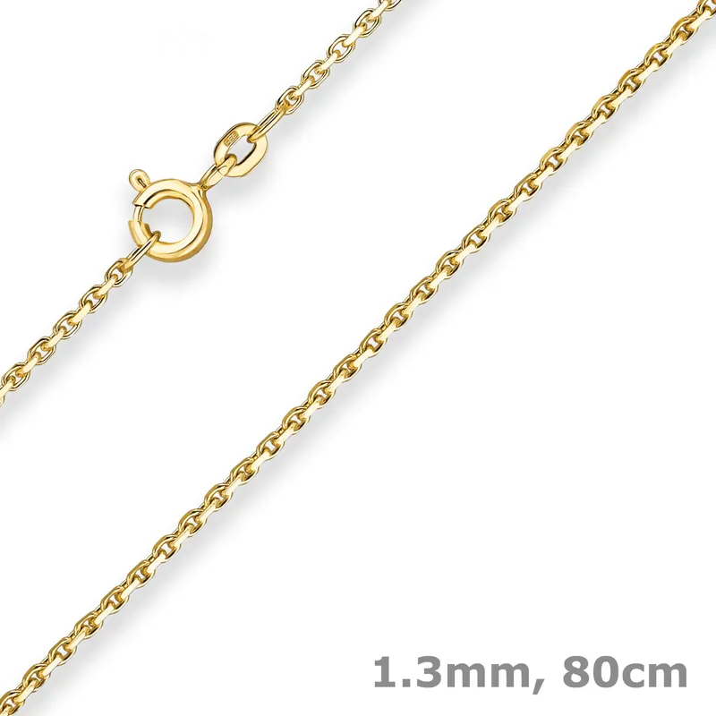 1,3mm Ankerkette diamantiert Kette Collier Halskette aus 585 Gold Gelbgold 80cm Must-Have