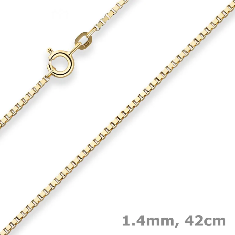 1,4mm Veneziakette Goldkette Collier Halskette aus 333 Gold Gelbgold 42cm Billig