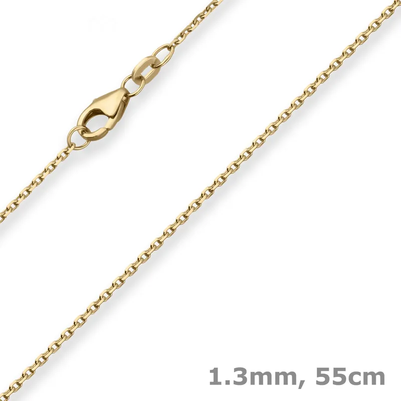 1,3mm Ankerkette diamantiert Kette Collier Halskette aus 585 Gold Gelbgold 55cm Begrenztes Angebot