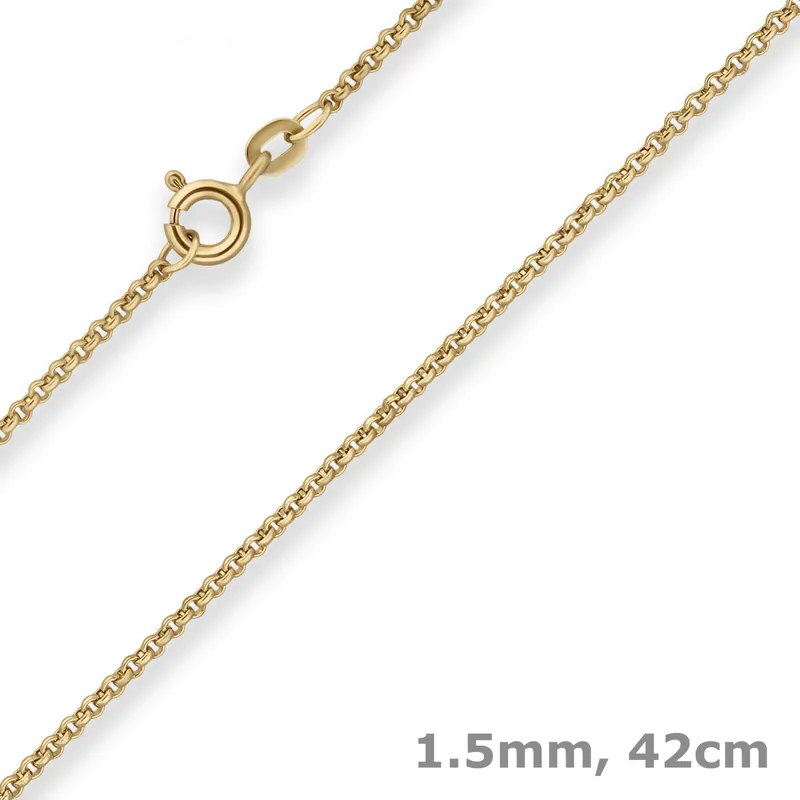 1,5mm Erbskette Goldkette Collier Halskette aus 375 Gold Gelbgold 42cm Neu