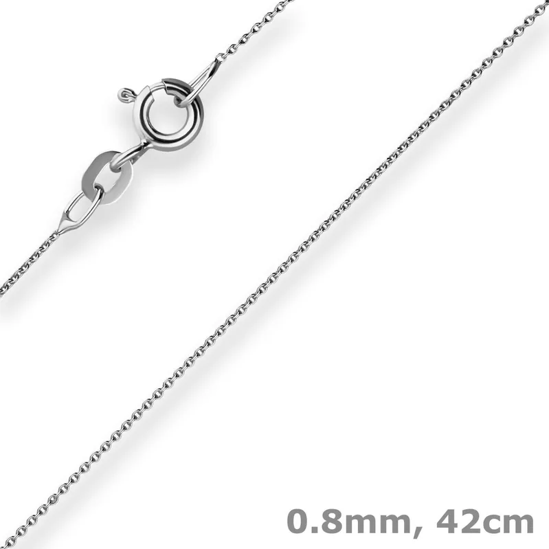 Zertifiziert 0,8mm Rund-Ankerkette Kette Collier Halskette aus 585 Gold Weißgold 42cm