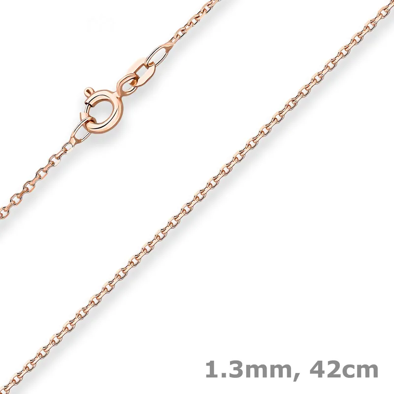 1,3mm Ankerkette diamantiert Collier Halskette aus 585 Gold Rotgold 42cm Neu Im Sortiment