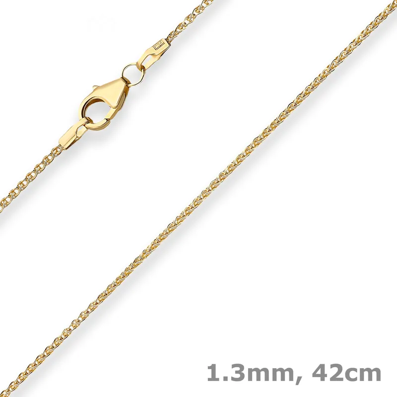 1,3mm Zopfkette Goldkette Collier Halskette aus 585 Gold Gelbgold 42cm Neu Im Sortiment