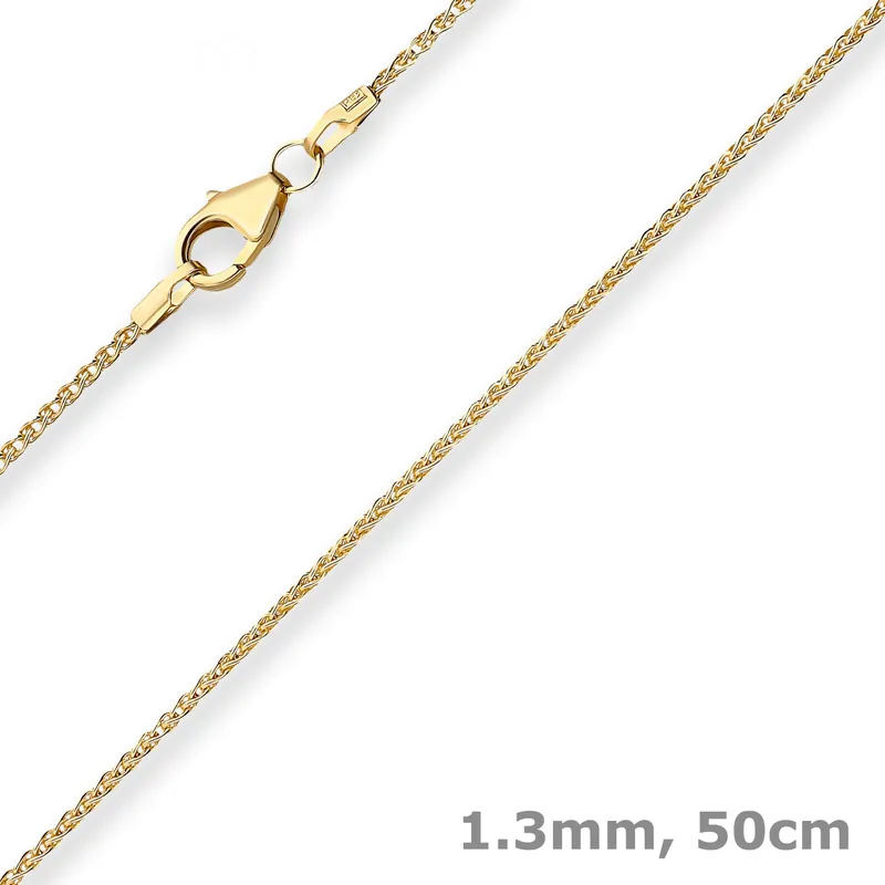 1,3mm Zopfkette Goldkette Collier Halskette aus 375 Gold Gelbgold 50cm Gleich Bestellen