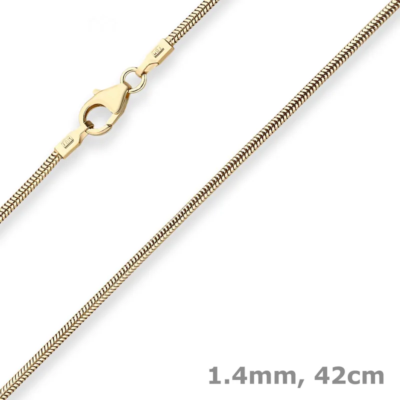 1,4mm Schlangenkette Goldkette Collier Halskette aus 585 Gold Gelbgold 42cm Wochenendangebot