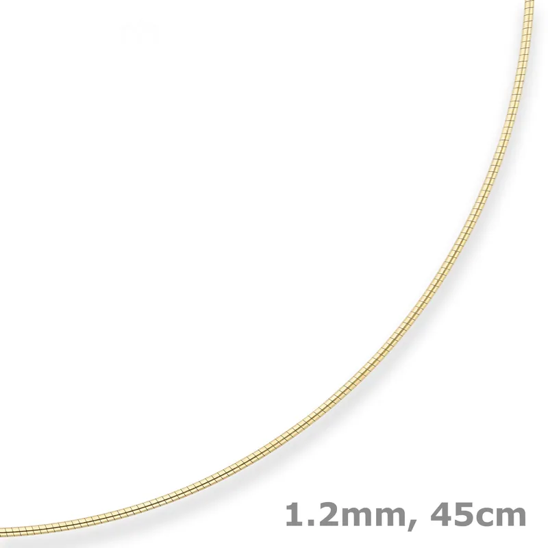 Versand Am Gleichen Tag 1,2mm Halsreif Tondakette Collier Omegareif aus 333 Gold Gelbgold 45cm