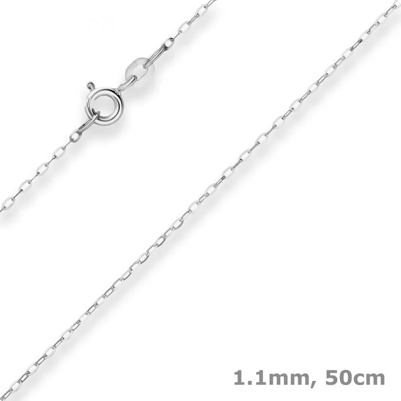 1,1mm Ankerkette flach Kette Collier Halskette aus 375 Gold Weißgold 50cm Geprüft