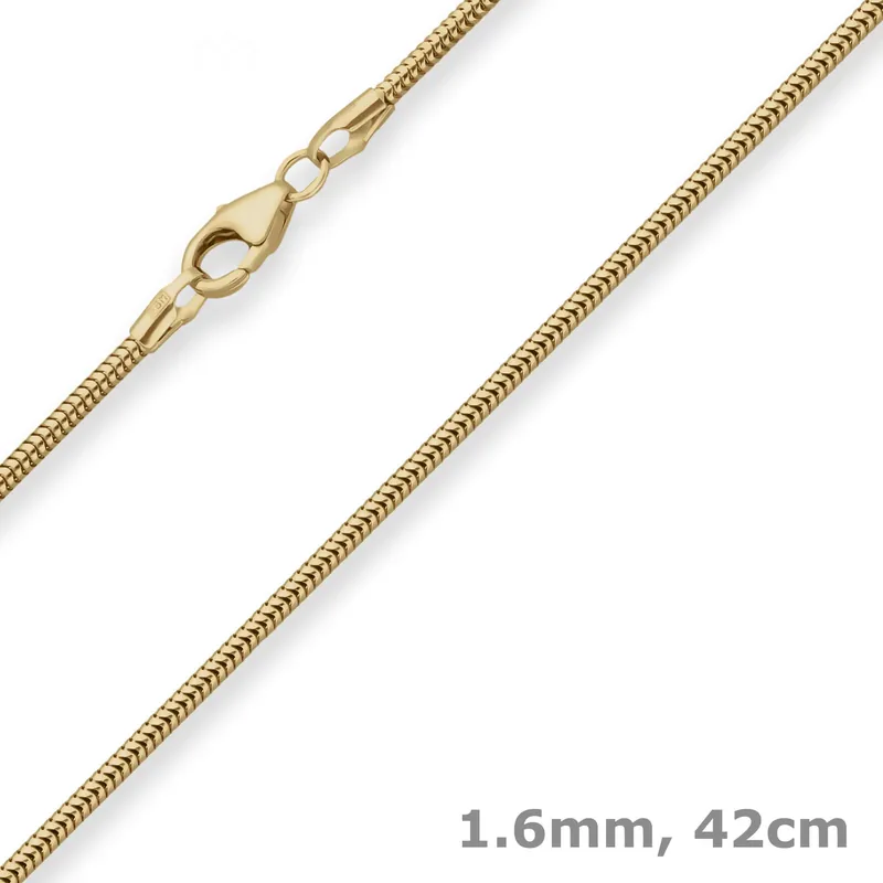 1,6mm Schlangenkette Goldkette Collier Halskette aus 333 Gold Gelbgold 42cm Günstig