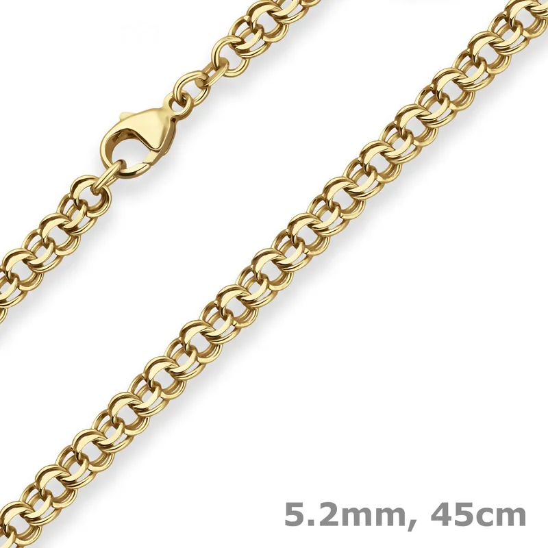 Versand Am Gleichen Tag 5,2mm Garibaldikette Goldkette Collier Halskette aus 585 Gold Gelbgold 45cm