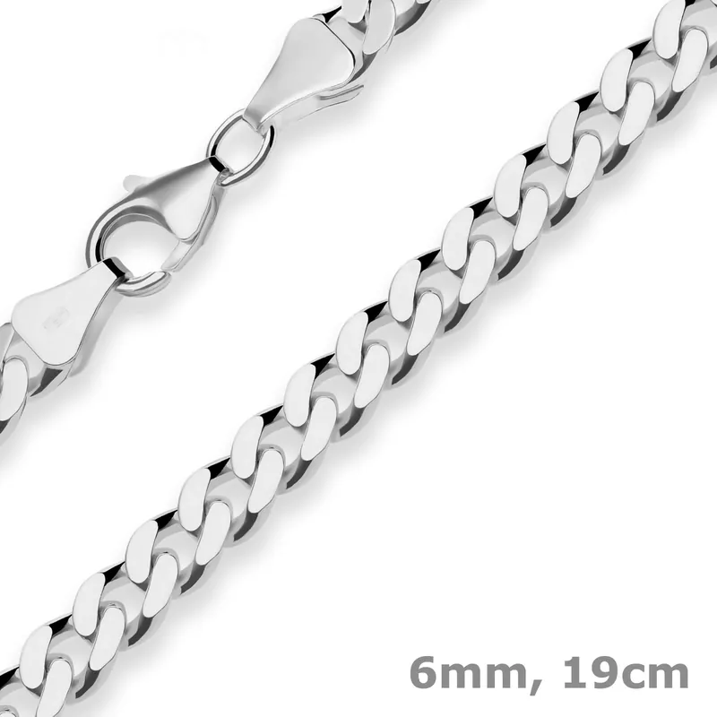 Zertifiziert 6mm Armband Panzerkette Silberarmband Armschmuck aus 925 Silber rhodiniert 19cm
