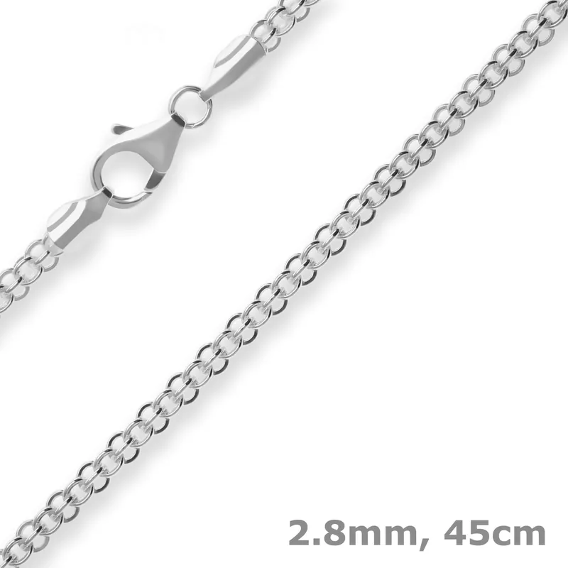 Weltweiter Versand 2,8mm Ankerkette flach Silberkette Collier Halskette aus 925 Silber 45cm