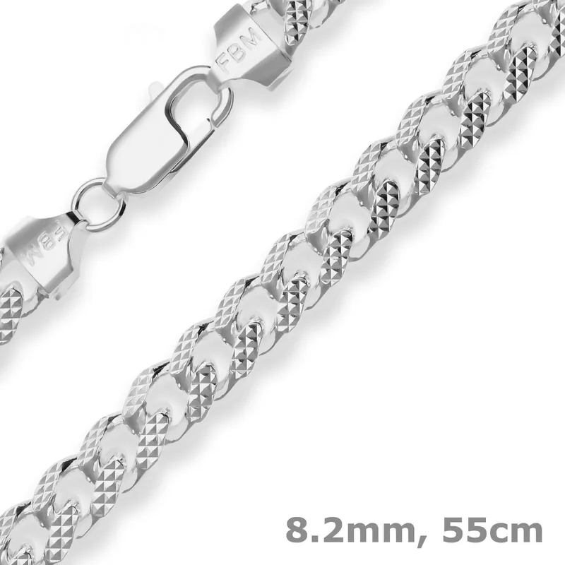 Zertifiziert 8,2mm Panzerkette oval Silberkette Collier Halskette aus 925 Silber 55cm