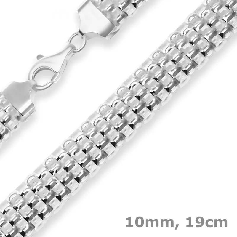 Sale 10mm Armband Geflechte-Kette Silberarmband Armschmuck aus 925 Silber 19cm